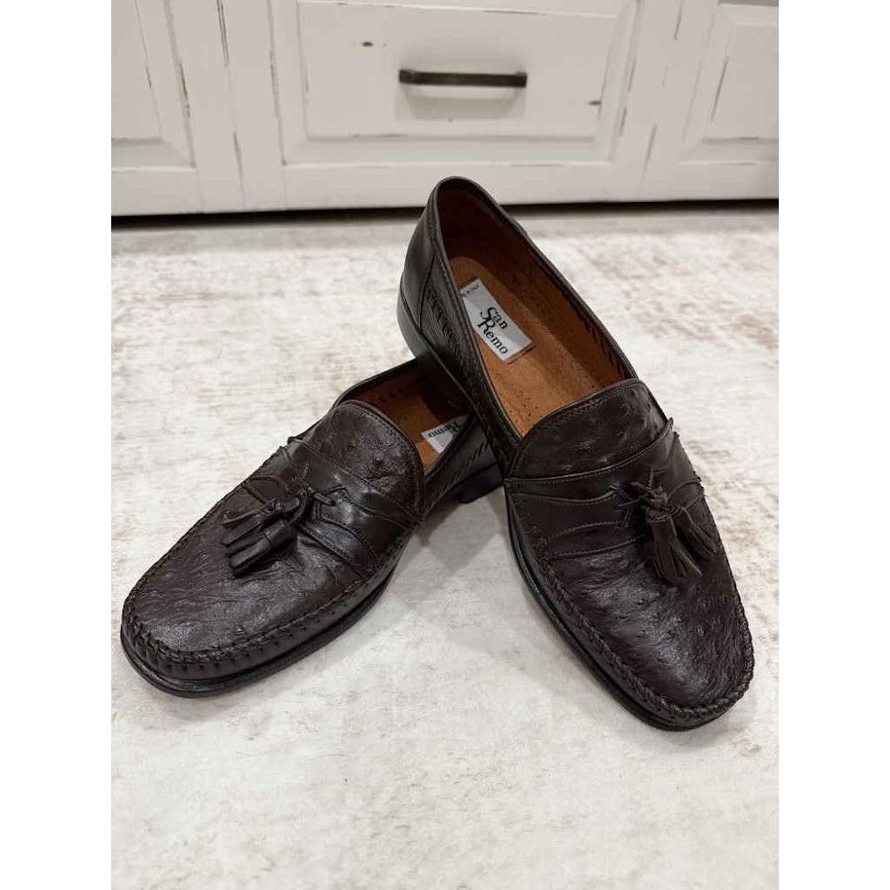 San Remo Hand Made Italy Genuine Ostrich Tassel Loafers 10.5